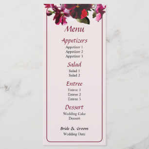 Pansies rose et magenta Menu Mariage