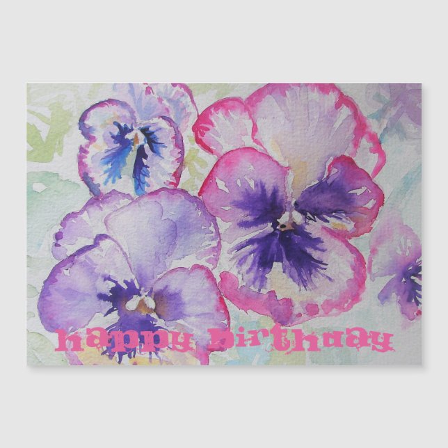 Pansies roses parfaites Carte d'anniversaire (Devant)