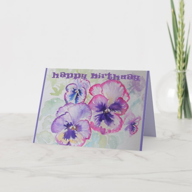 Pansies roses parfaites Carte d'anniversaire (Devant)