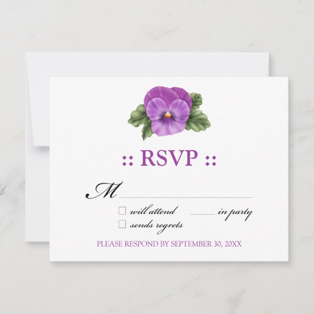 Pansies RSVP 4.25x5.5" Response Card (Front)
