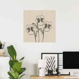 Pansies violettes Dessin Canvas Poster