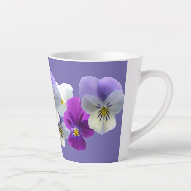 Pansies violettes et blanches Lilac Latte Mug (Droite)