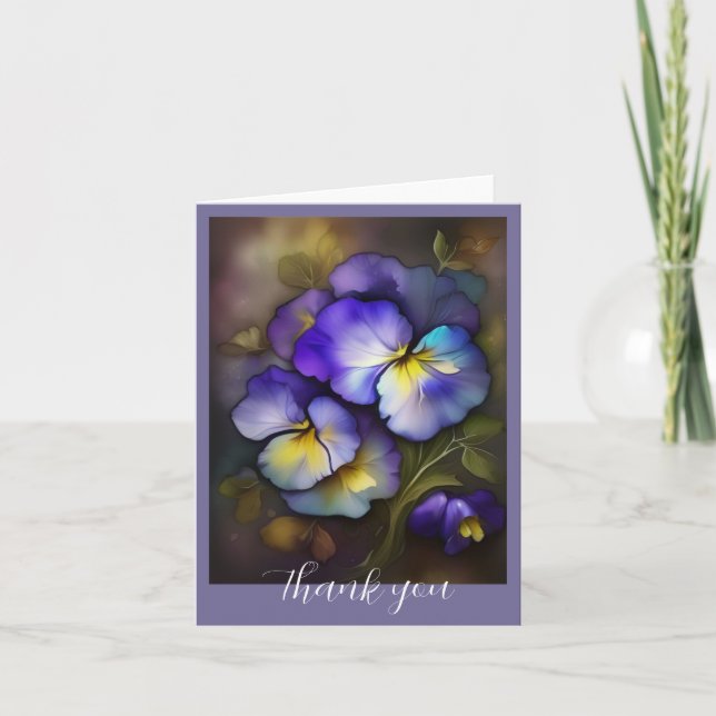 Pansies violettes pliées Carte de remerciements (Devant)