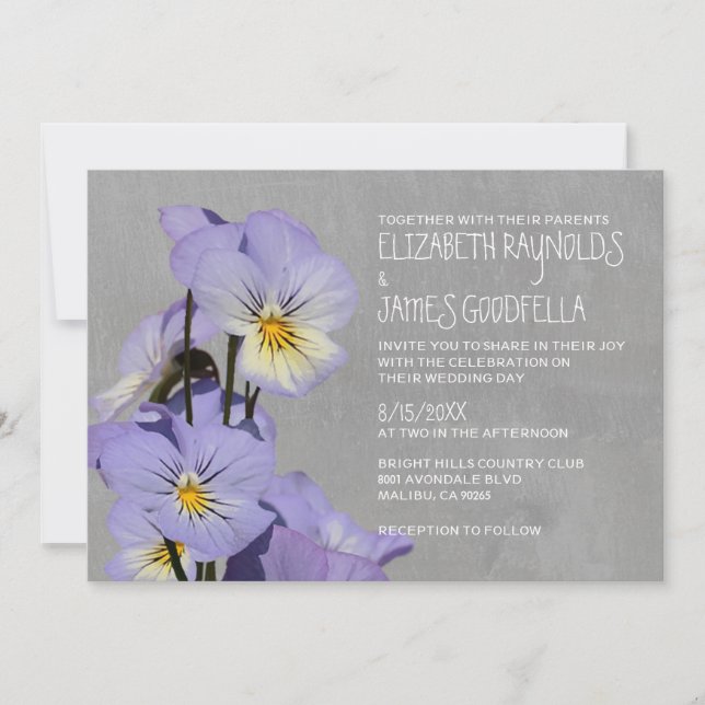 Pansies Wedding Invitations (Front)