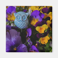 Pansies with owl magnet