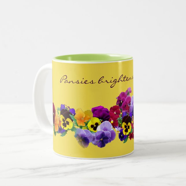 pansy16v1 Two-Tone coffee mug (Front Left)