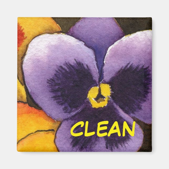 "Pansy #1" Clean Dishwasher Status Magnet (Front)