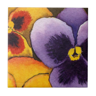 "Pansy #1" Kitchen Garden Ceramic  Tile