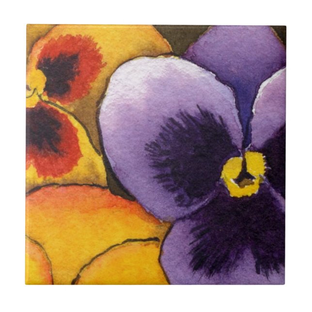 "Pansy #1" Kitchen Garden Ceramic Tile (Front)