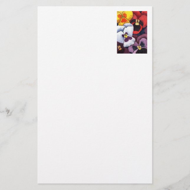 "Pansy #2" Floral Stationery (Front)
