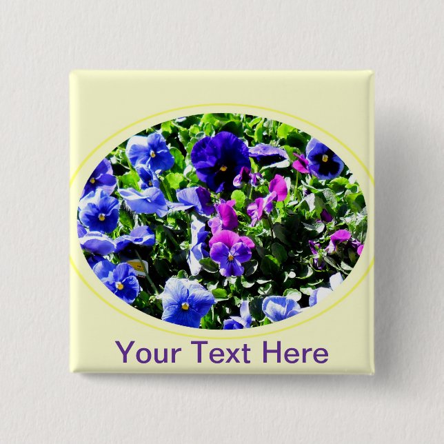 Pansy 2 Inch Square Button (Front)
