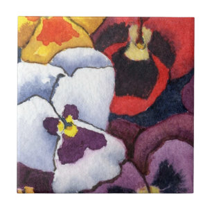 "Pansy #2" Kitchen Garden Ceramic  Tile