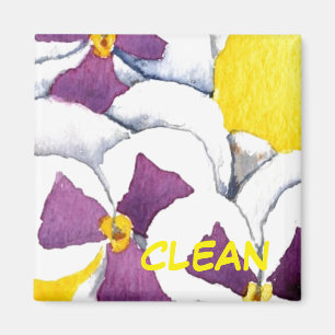 "Pansy #4" Clean Dishwasher Status Magnet