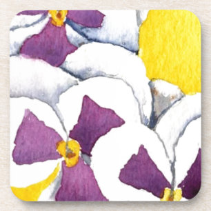 "Pansy #4" Floral Coaster Set