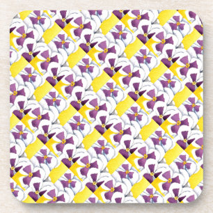 "Pansy #4 Tiled Pattern" Floral Coaster Set