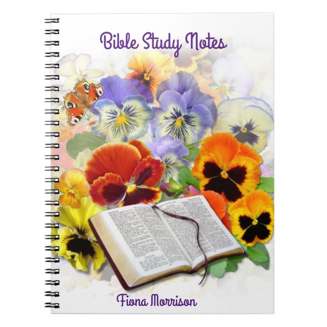 Pansy and Butterfly Bible Study Notes Notebook (Front)