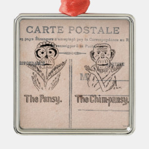 Pansy and Chimp Humour Metal Ornament