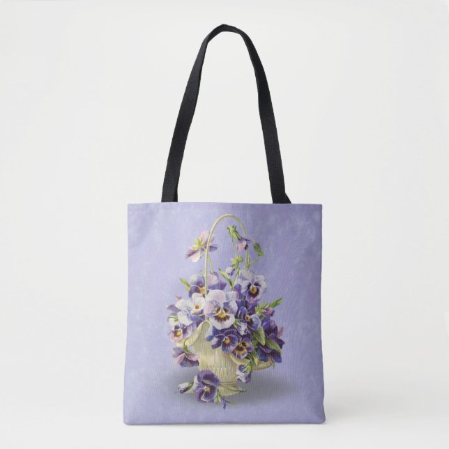 pansy basket bouquet tote bag (Front)