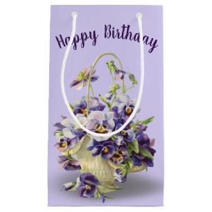 Pansy Basket for Birthday Small Gift Bag