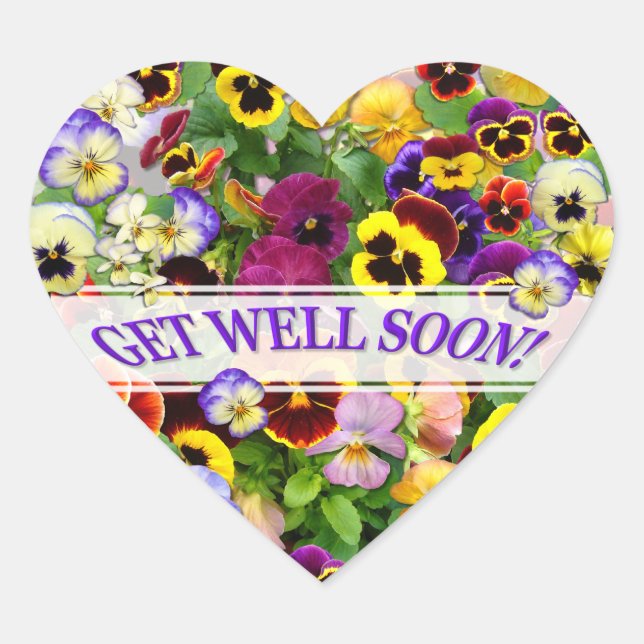 PANSY BEAUTY GET WELL HEART HEART STICKER (Front)