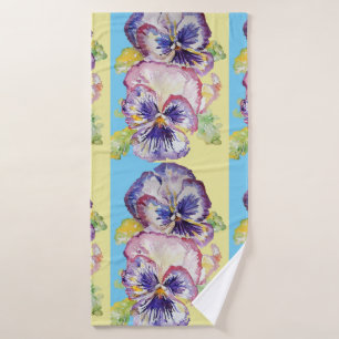 Pansy bleu violet Fleurs Floral Serviette de bain