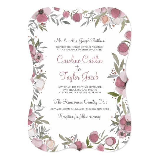 Pansy Blossoms Wedding Invitation