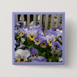 Pansy Blues Fence 2 Inch Square Button