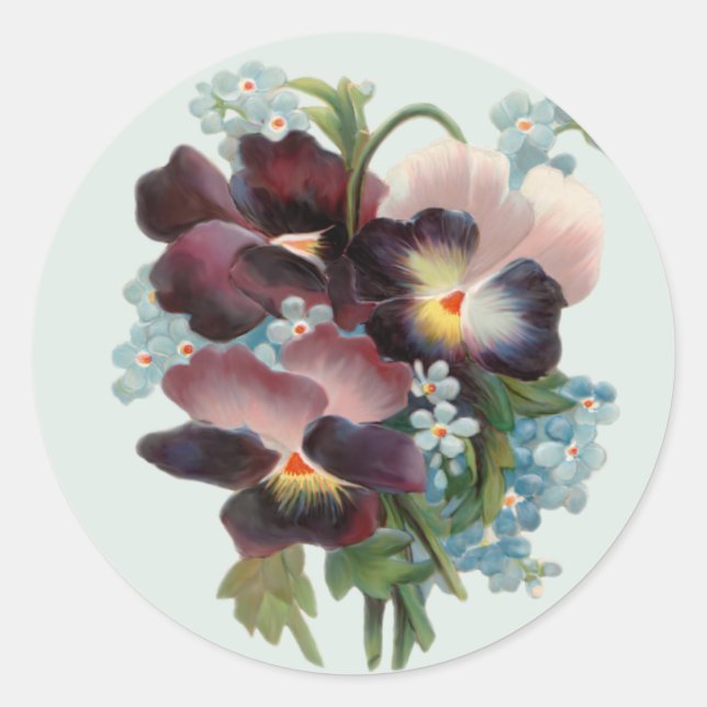 Pansy Bouquet Classic Round Sticker (Front)