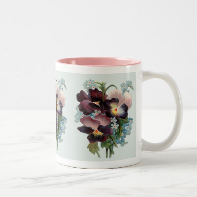 Pansy Bouquet Two-Tone Coffee Mug (Right)