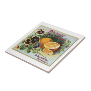 Pansy Brand Oranges Fruit Label Tile