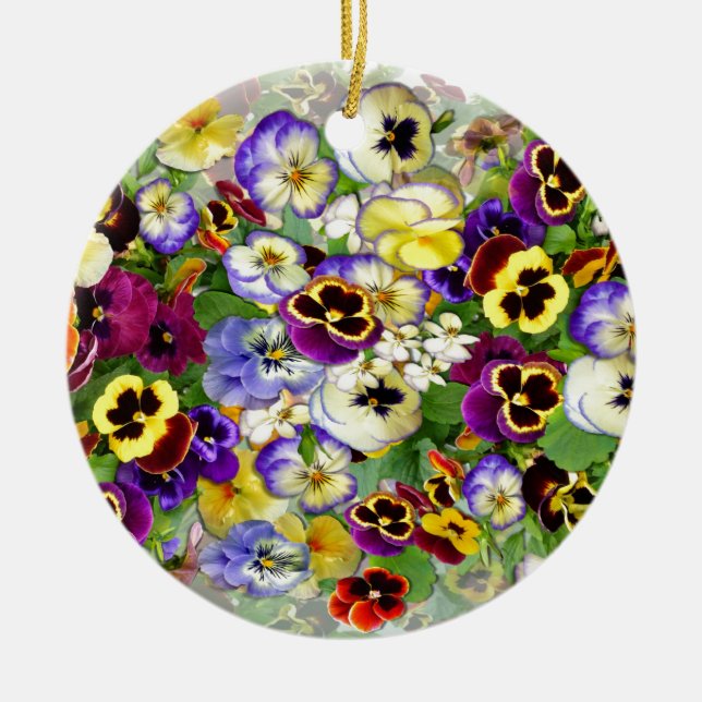 Pansy Cascade Ceramic Ornament (Front)