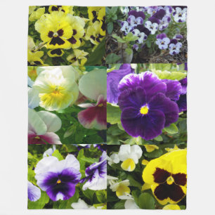 Pansy Collage, Large Fleece Blanket