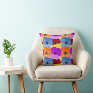 Pansy Collage  Throw Pillow