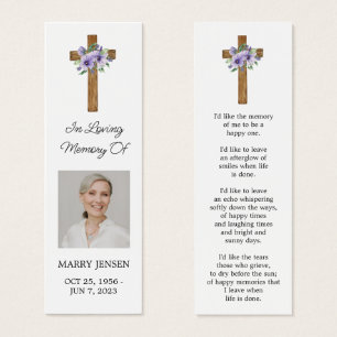 Pansy Cross Photo Funeral Bookmark