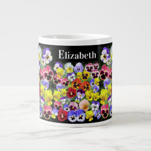 Pansy Display Add Your Text Large Coffee Mug