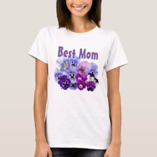 Pansy Floral Best Mom Mother T-Shirt