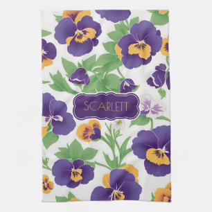 Pansy Floral Colorful Personalized Pattern Kitchen Towel