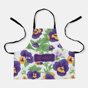 Pansy Floral Colourful Personalized Pattern Apron