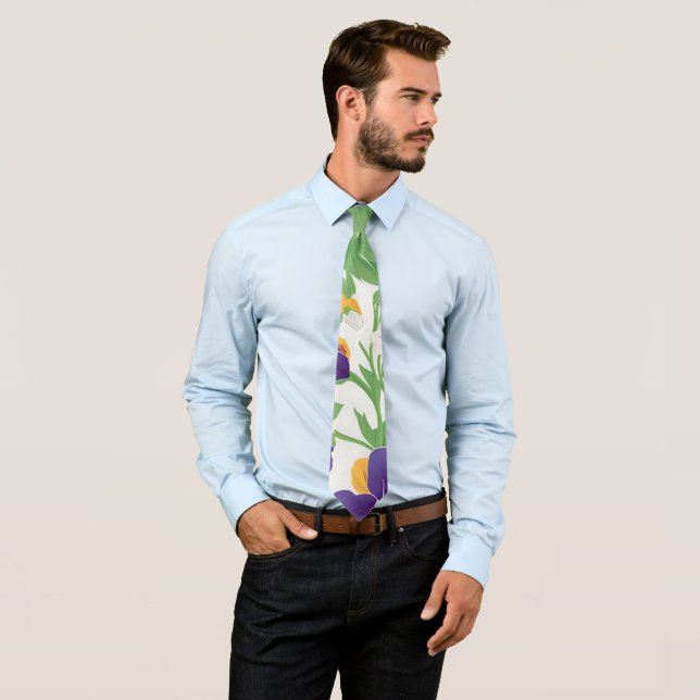 Pansy Floral Colourful Personalized Pattern Tie (In Situ)