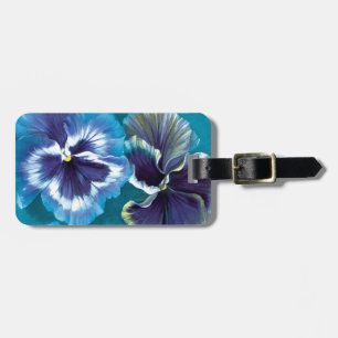 Pansy floral fine art botanical named luggage tag