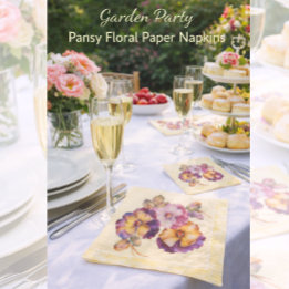 Pansy Floral Garden Party Paper Napkins