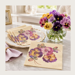 Pansy Floral Garden Party Paper Napkins