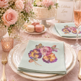 Pansy Floral Paper Napkins | Elegant Garden Party