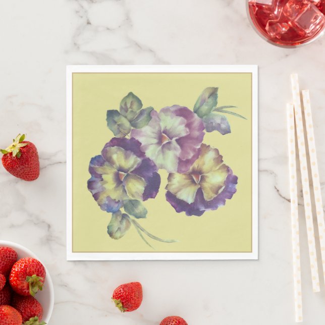 Pansy Floral Paper Napkins | Elegant Garden Table  (Insitu)