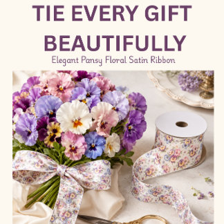 Pansy Floral Ribbon | Garden Party Gift Wrap Satin Ribbon