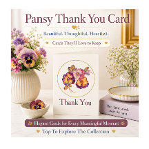 Pansy Floral Thank You Card Elegant Botanical