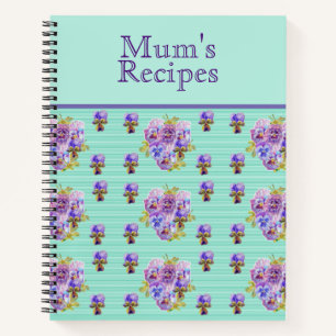 Pansy Flower floral Mom Recipe Journal Notebook