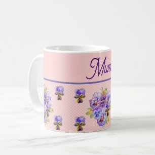 Pansy Flower Pink Spot floral Mum Mothers Day Coffee Mug
