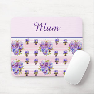 Pansy Flower Pink Stripe floral Mum Mothers Day Mouse Pad
