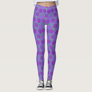 Pansy Flower Pretty Floral Print Leggings